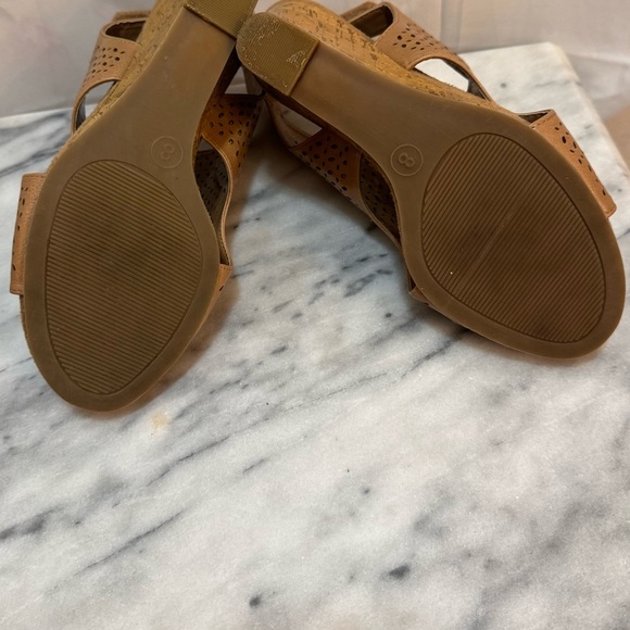 TOETOS Women's Solsoft Mid Heel Platform Wedges Sandals, Leather Brown size 8 - Picture 9 of 11